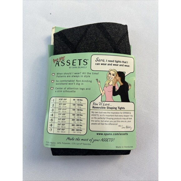 Spanx Love Your Assets Wish Bone Textured Shaping Tights Black NWT - Picture 3 of 5